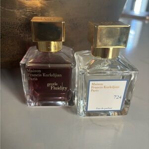 2 bottles Maison Francis fragrance one 724 and one gentle fluidity gold purple